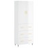 Aparador alto madera contrachapada blanco brillo 69,5x34x180