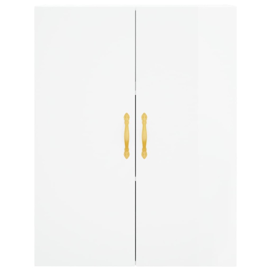 Aparador alto madera contrachapada blanco brillo 69,5x34x180