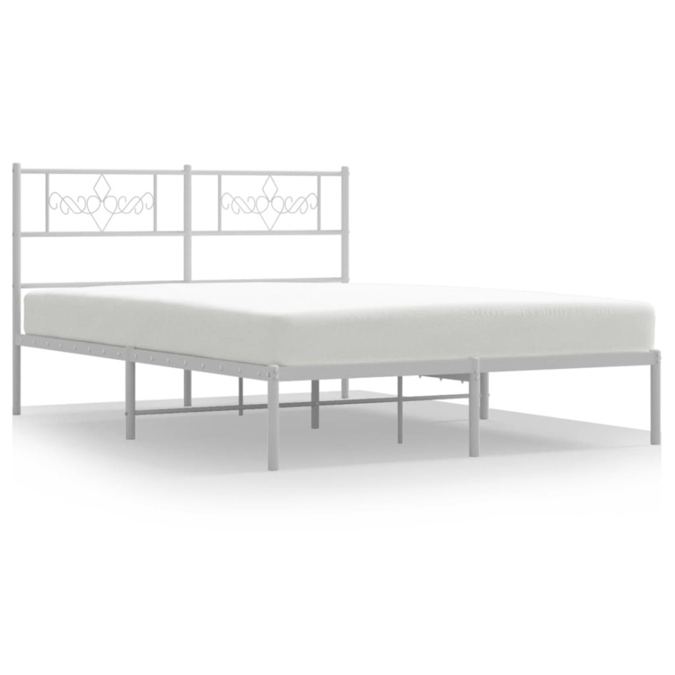 Estructura de cama de metal con cabecero blanca 150x200