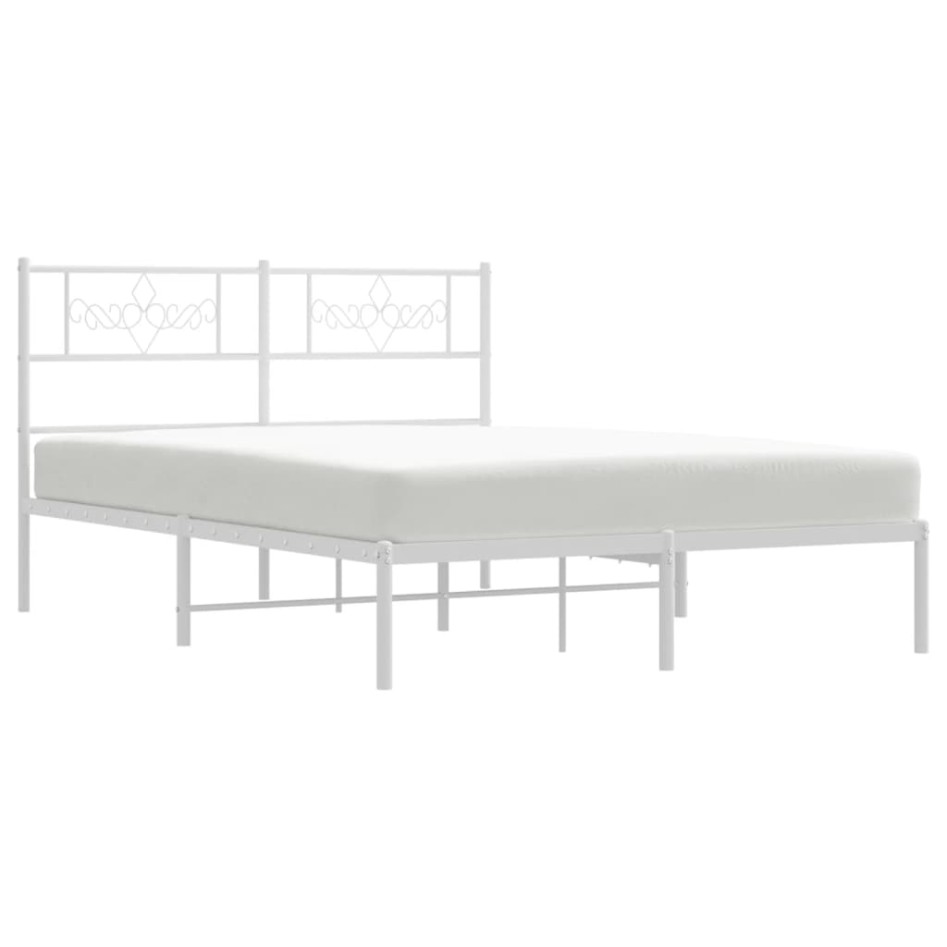 Estructura de cama de metal con cabecero blanca 150x200
