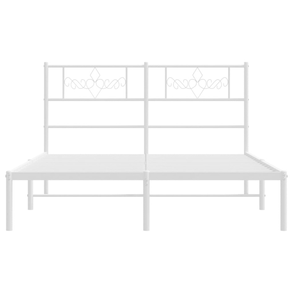 Estructura de cama de metal con cabecero blanca 150x200