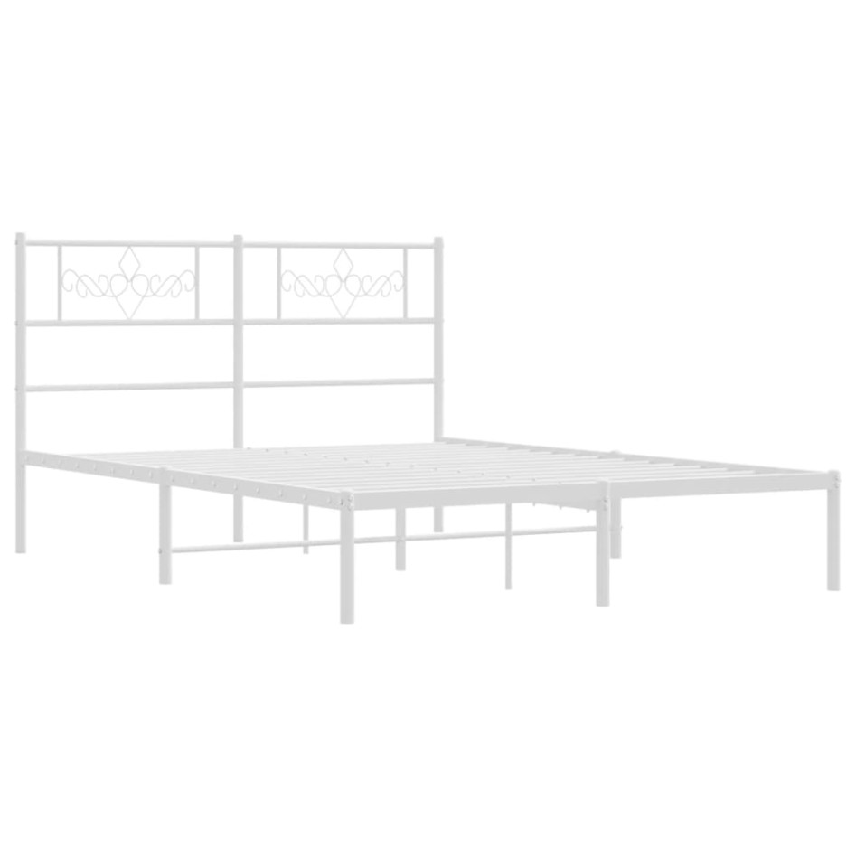 Estructura de cama de metal con cabecero blanca 150x200