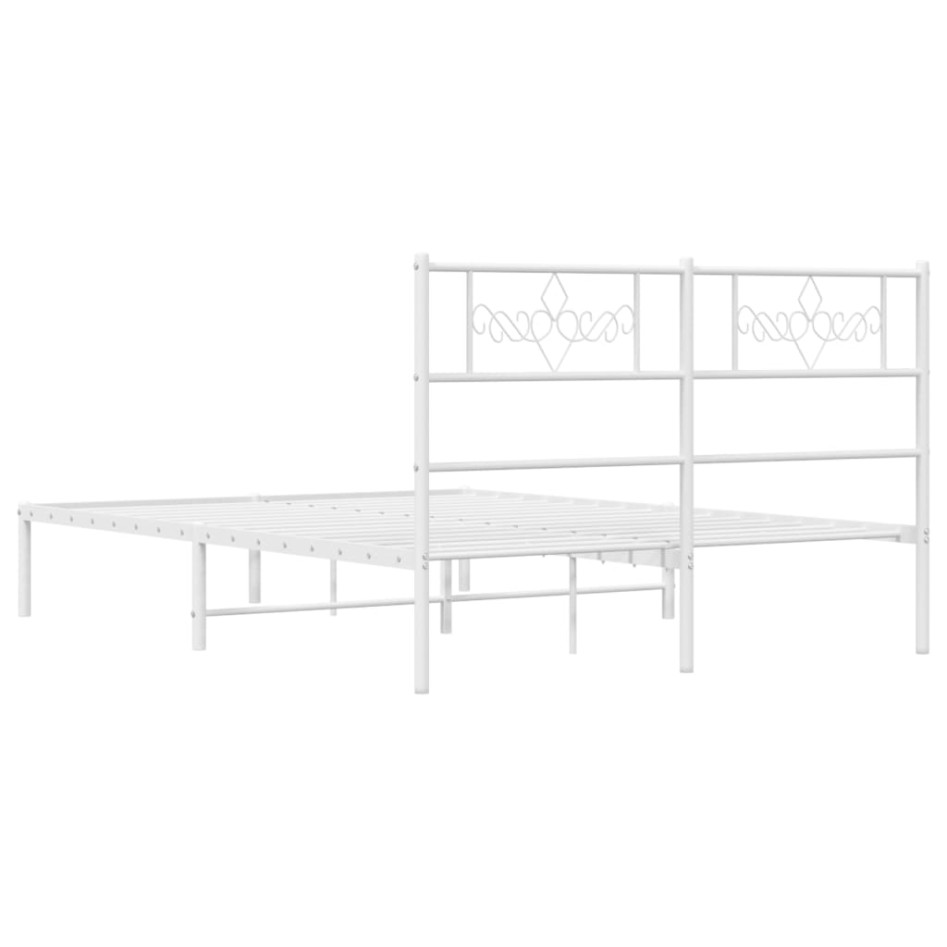 Estructura de cama de metal con cabecero blanca 150x200