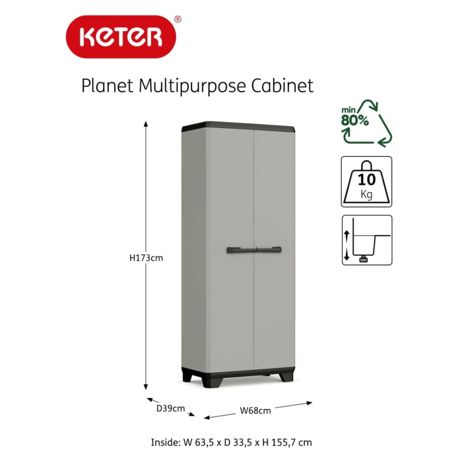 Keter Mueble de almacenamiento multiusos Planet gris y