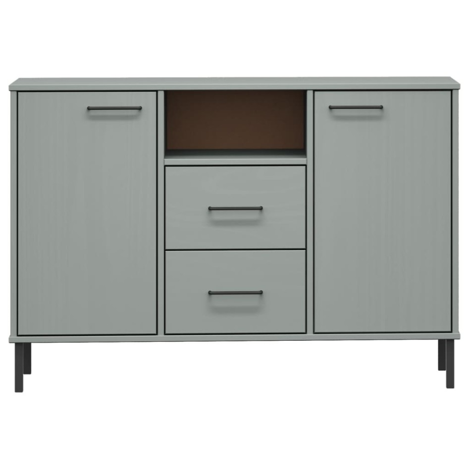 Aparador con patas metal OSLO madera maciza gris 113x40x77