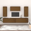 Muebles para TV 5 piezas madera maciza de pino marrón miel