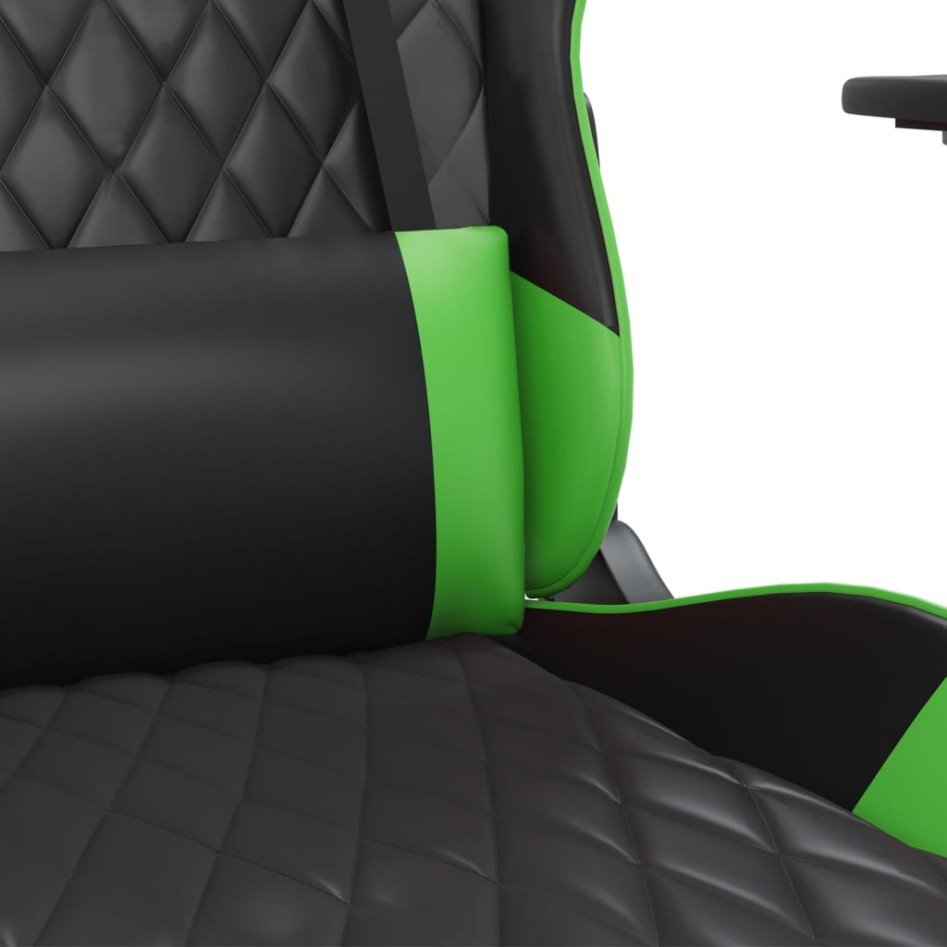 Silla gaming de masaje y reposapiés cuero sintético negro