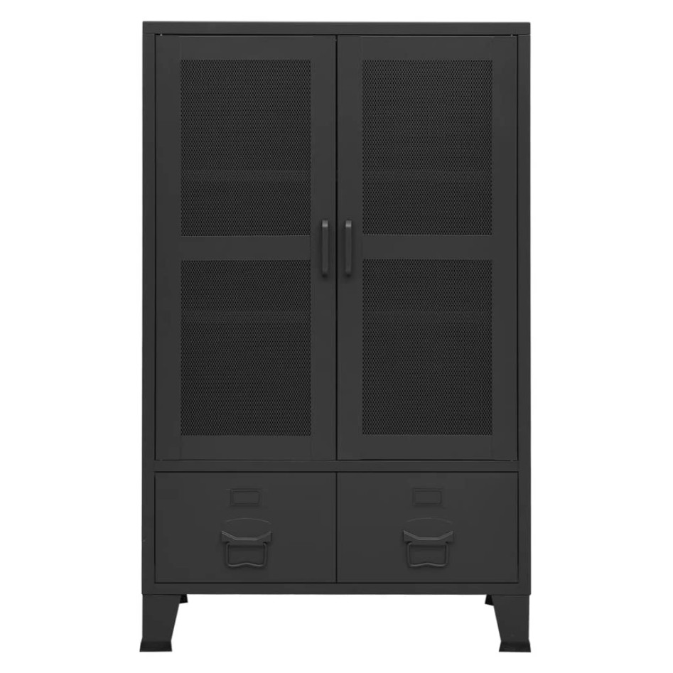 Baúl de almacenaje industrial metal negro 70x40x115