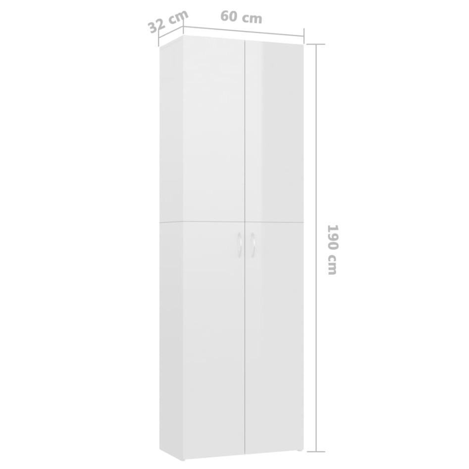 Armario de oficina de contrachapado blanco brillo 60x32x190