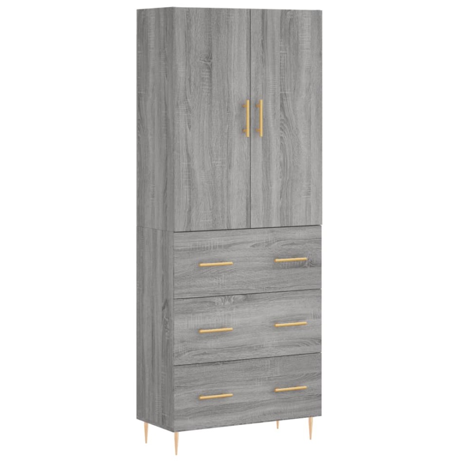 Aparador alto madera contrachapada gris sonoma 69,5x34x180