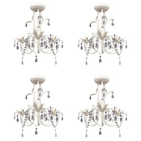 Lámparas de araña de cristal 4 unidades blanco