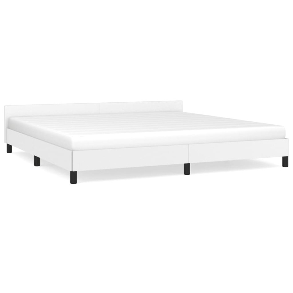 Estructura de cama cabecero cuero sintético blanco 200x200