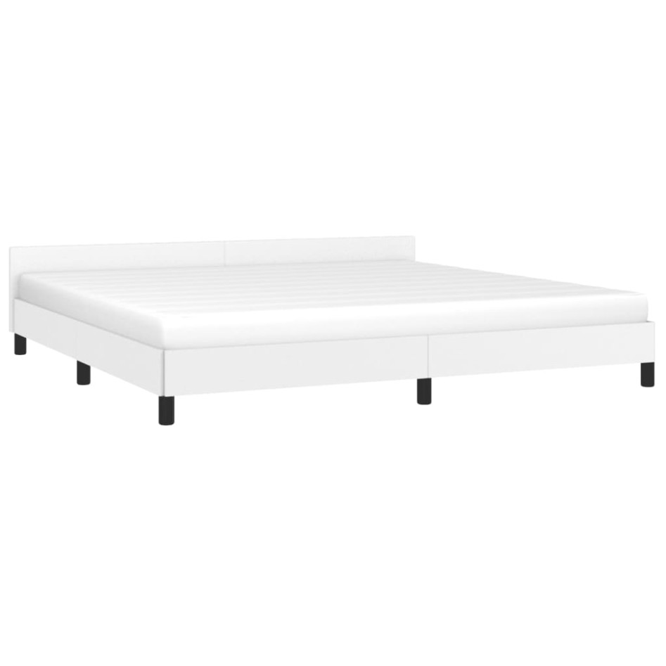 Estructura de cama cabecero cuero sintético blanco 200x200