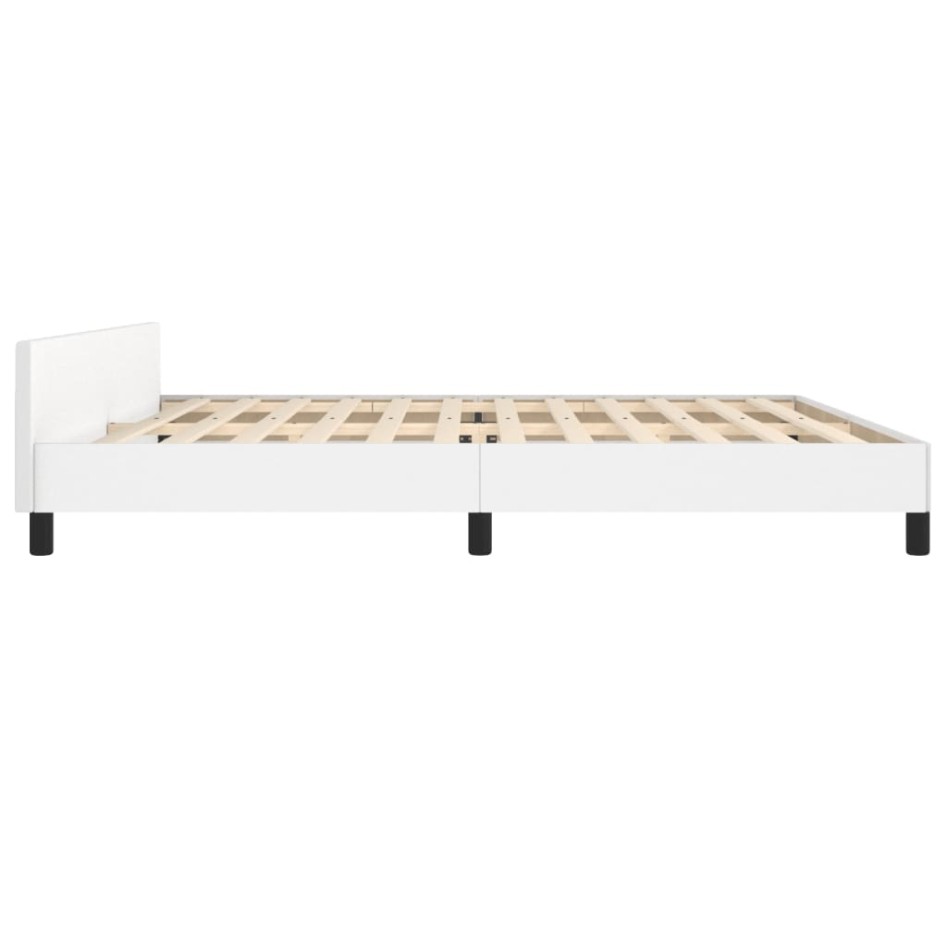 Estructura de cama cabecero cuero sintético blanco 200x200