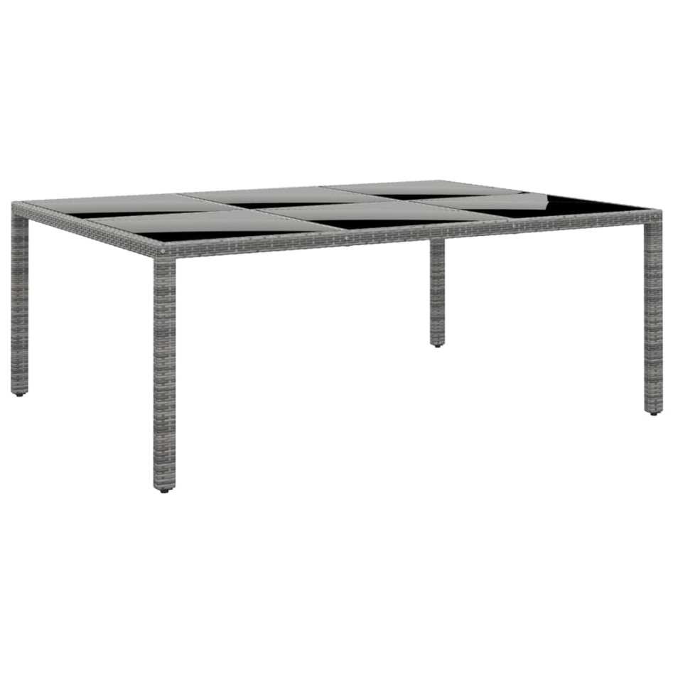 Mesa jardín vidrio templado ratán sintético gris 200x150x75