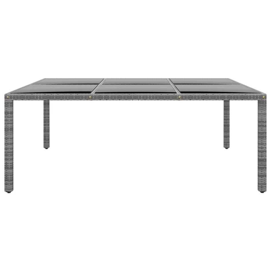 Mesa jardín vidrio templado ratán sintético gris 200x150x75