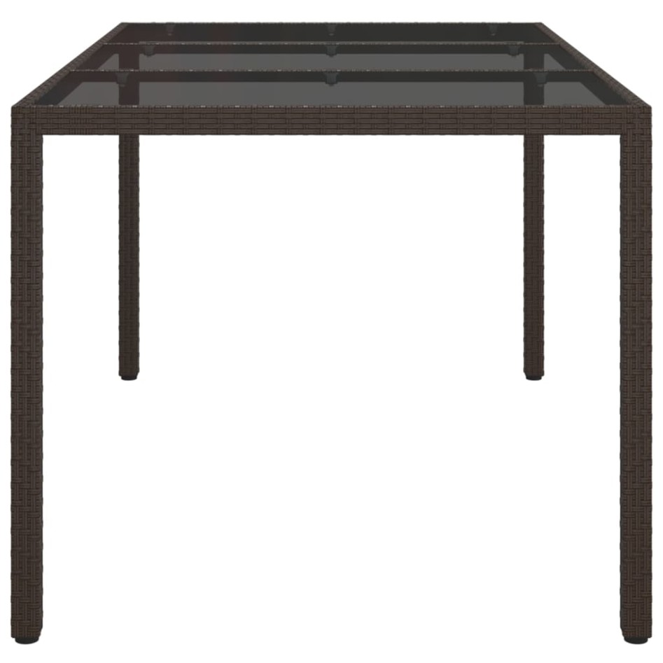 Mesa jardín vidrio templado ratán sintético 150x90x75 cm