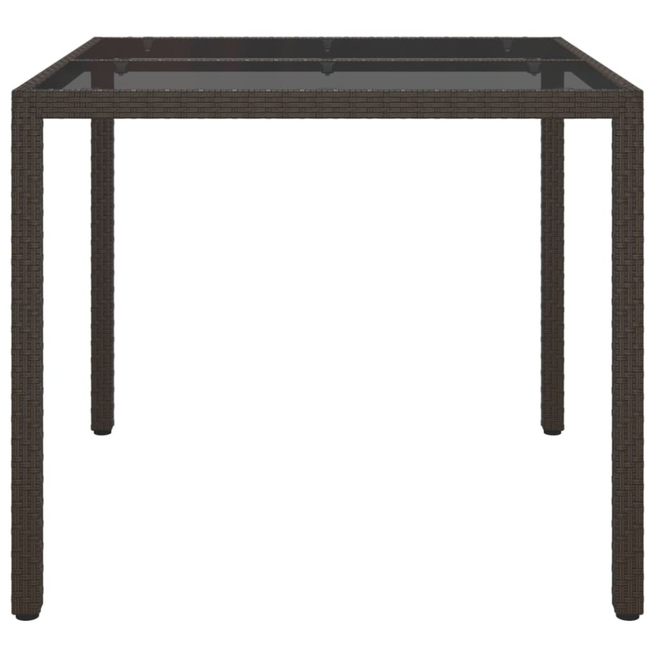 Mesa jardín vidrio templado ratán sintético 90x90x75 cm