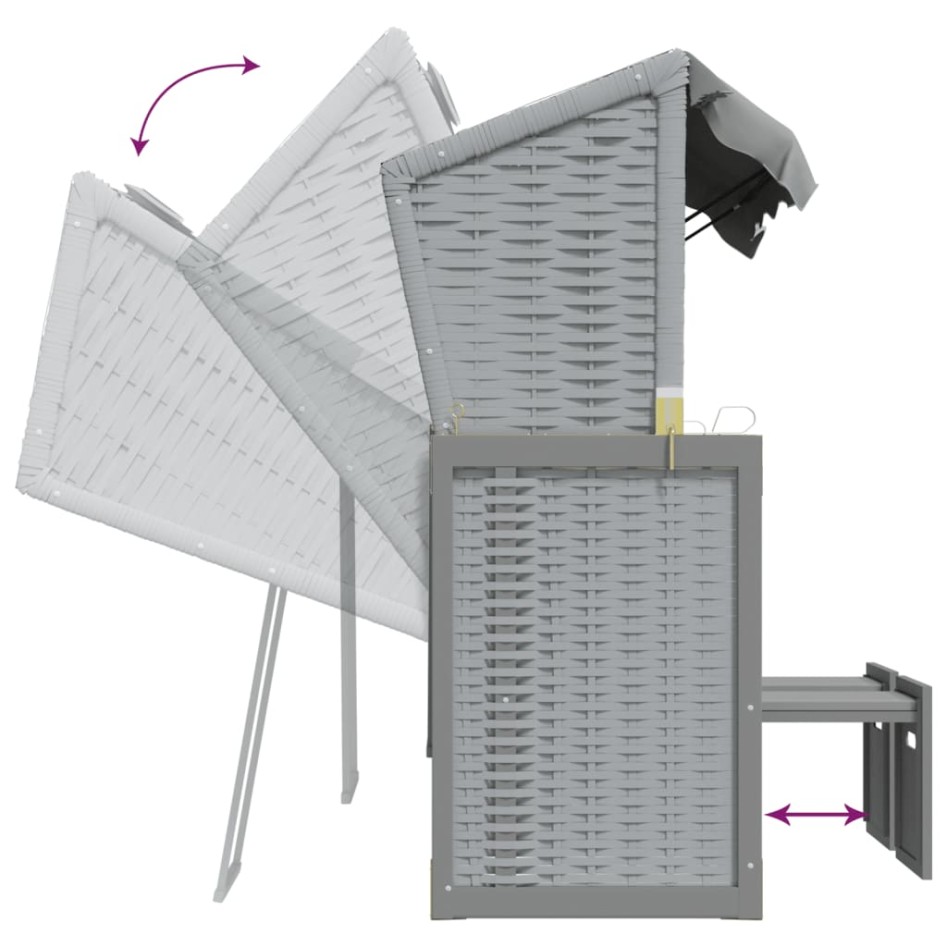 Silla playa Strandkorb con cojines ratán sintético madera