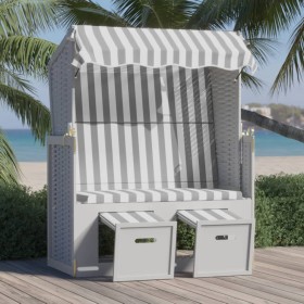 Silla playa Strandkorb dosel ratán sintético madera gris