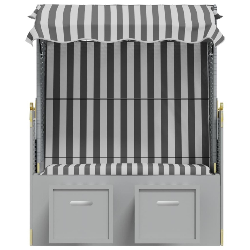 Silla playa Strandkorb dosel ratán sintético madera gris