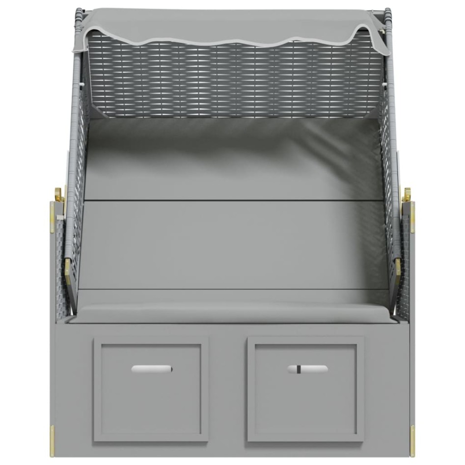 Silla playa Strandkorb con dosel ratán sintético madera