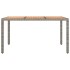 Mesa de jardín ratán PE gris y superficie madera maciza