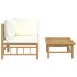 Set de muebles de jardín 2 piezas bambú y cojines blanco