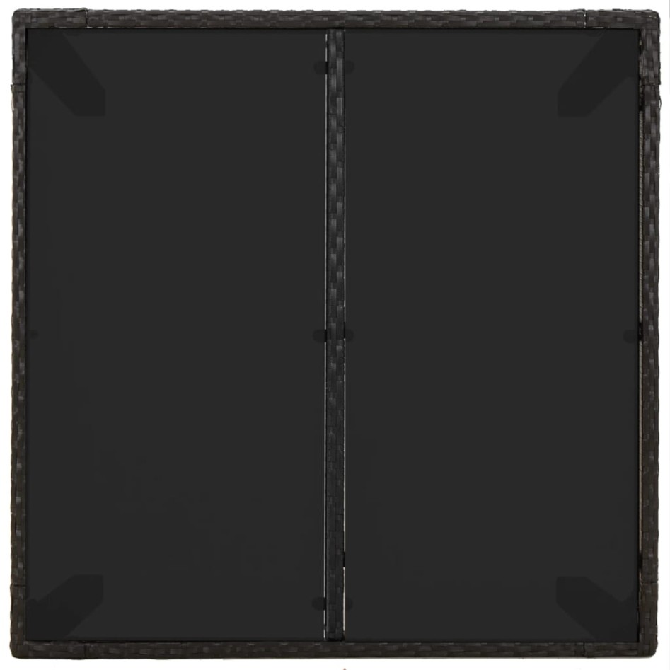 Mesa de jardín superficie de vidrio ratán PE negro 90x90x75