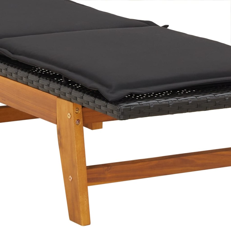 Tumbona con mesa ratán sintético y madera maciza de