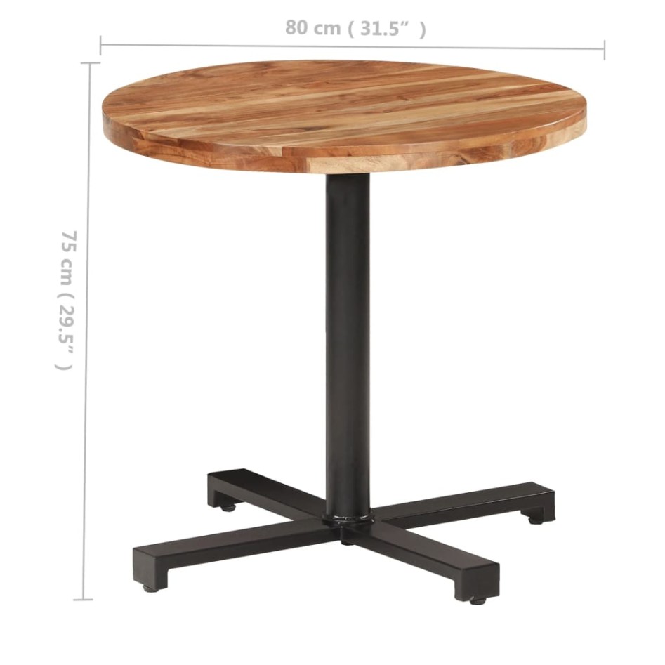 Mesa de bistró redonda madera maciza de mango Ø80x75