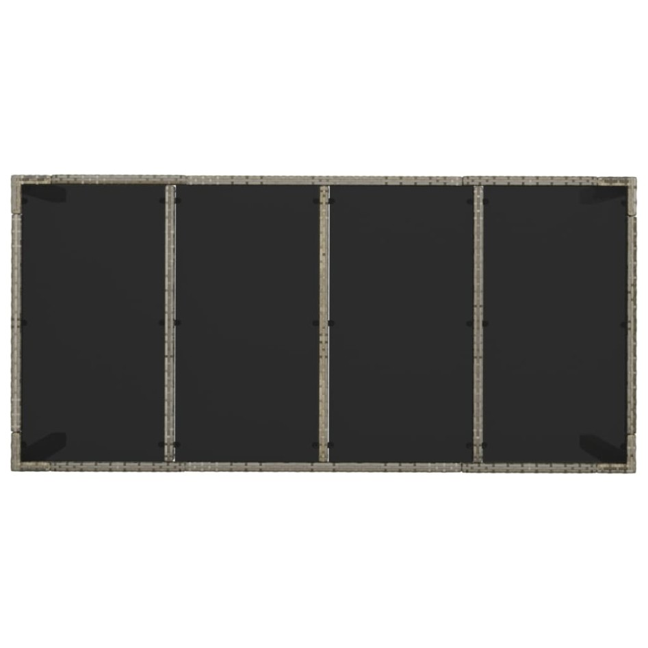 Mesa de jardín superficie de vidrio ratán PE gris 190x90x75