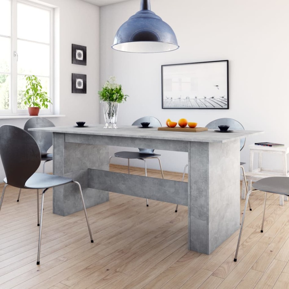 Mesa de comedor madera de ingeniería gris hormigón 180x90x76