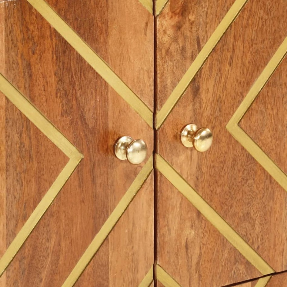 Mueble auxiliar madera maciza mango marrón/negro 60x33,5x75