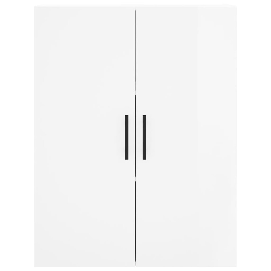 Aparador alto madera contrachapada blanco brillo 69,5x34x180