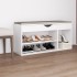 Banco zapatero con cojín madera ingeniería blanco 104x30x49