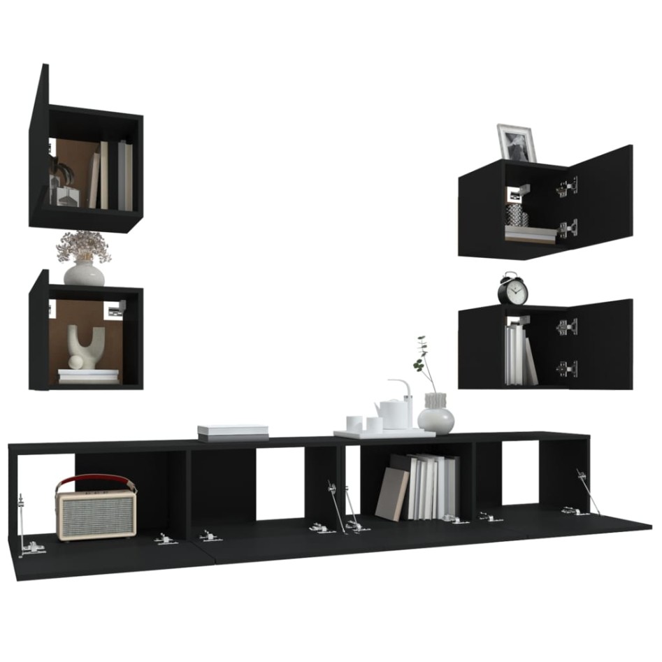 Set de muebles para TV 6 piezas madera contrachapada