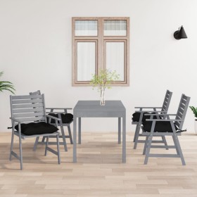 Sillas de comedor jardín con cojines 4 uds madera maciza