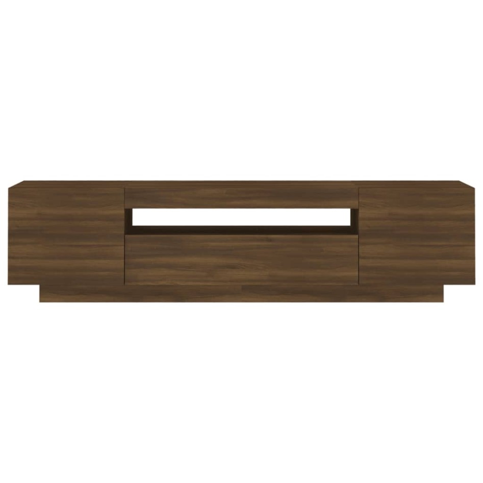 Mueble de TV con luces LED marrón roble 160x35x40