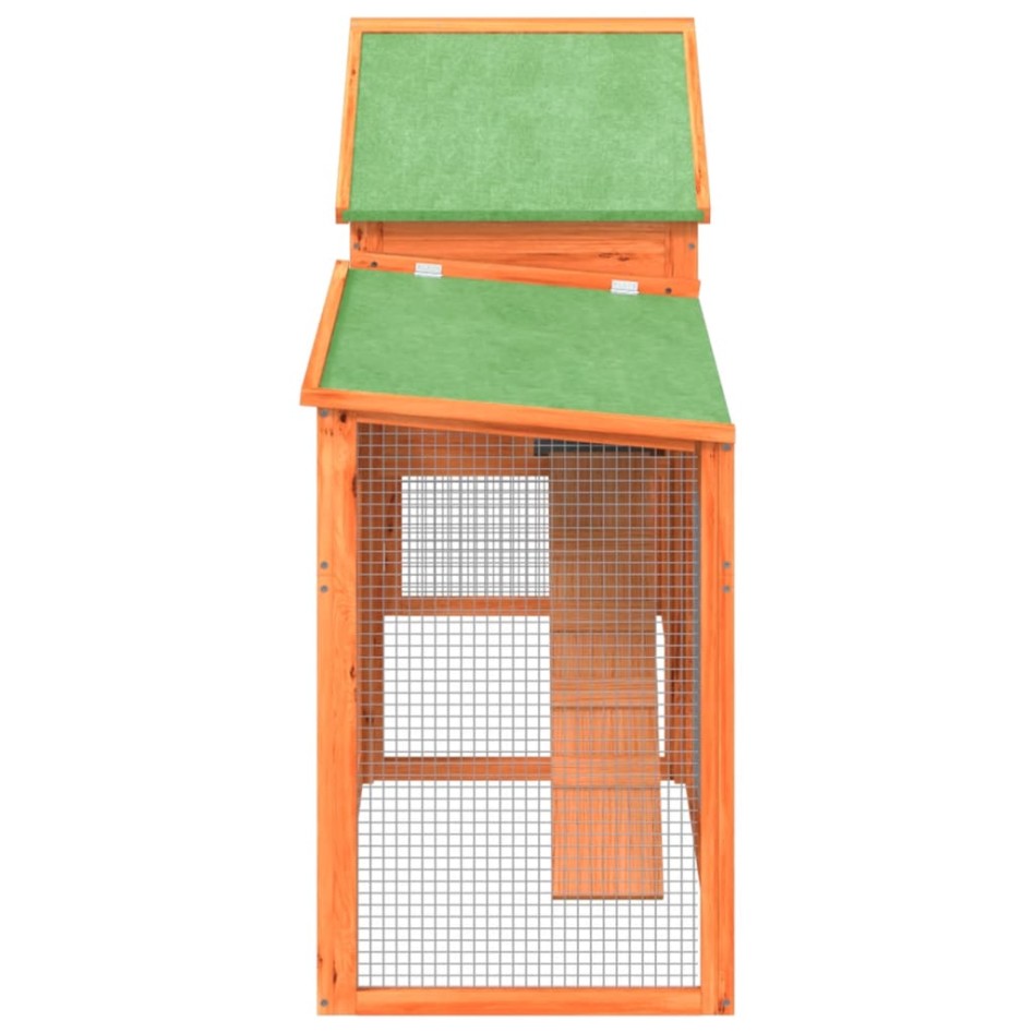 Conejera de madera maciza de pino marrón 185,5x60,5x109,5