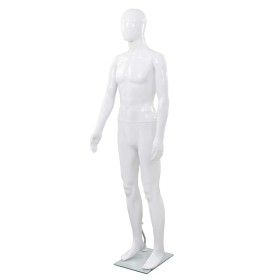 Maniquí de hombre completo base vidrio blanco brillante 185