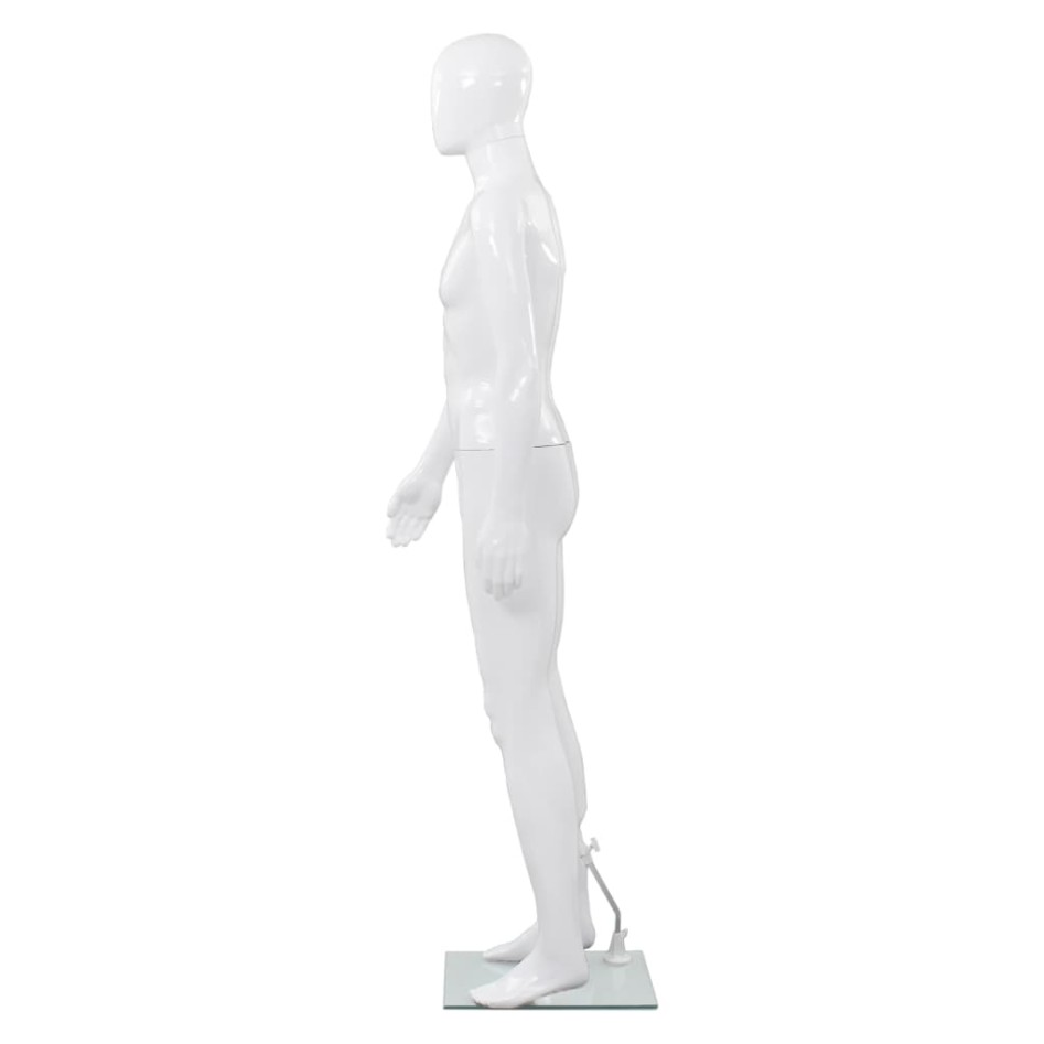 Maniquí de hombre completo base vidrio blanco brillante 185
