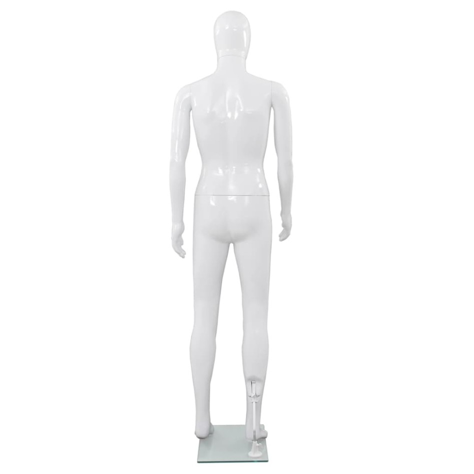 Maniquí de hombre completo base vidrio blanco brillante 185