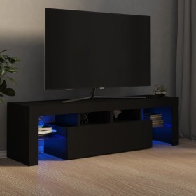 Mueble de TV con luces LED negro 140x36,5x40