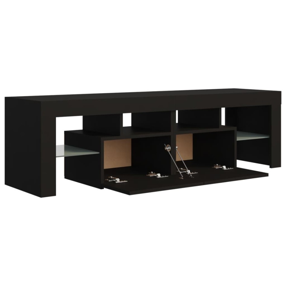 Mueble de TV con luces LED negro 140x36,5x40
