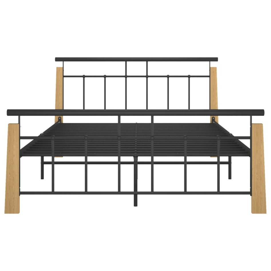 Estructura de cama metal y madera maciza de roble 140x200