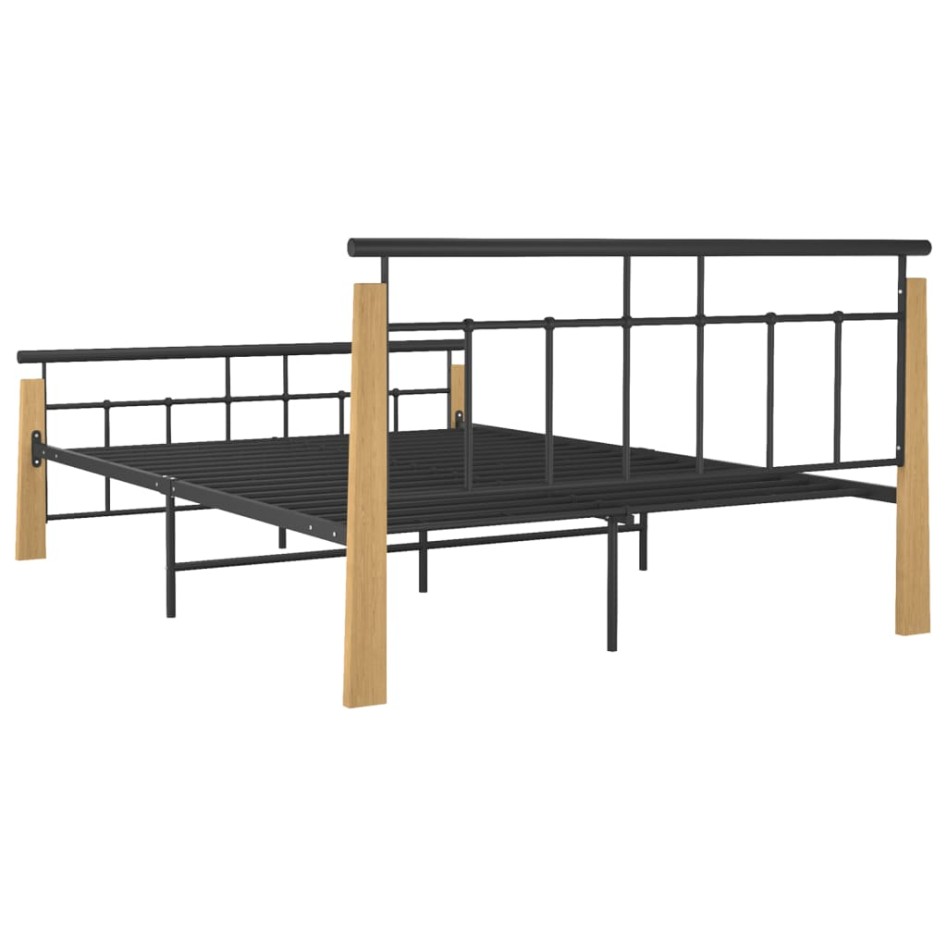 Estructura de cama metal y madera maciza de roble 140x200
