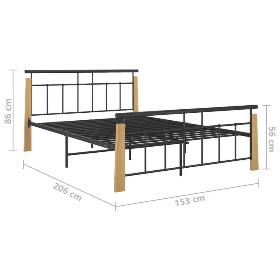 Estructura de cama metal y madera maciza de roble 140x200