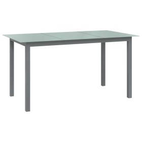 Mesa de jardín de aluminio y vidrio gris claro 150x90x74
