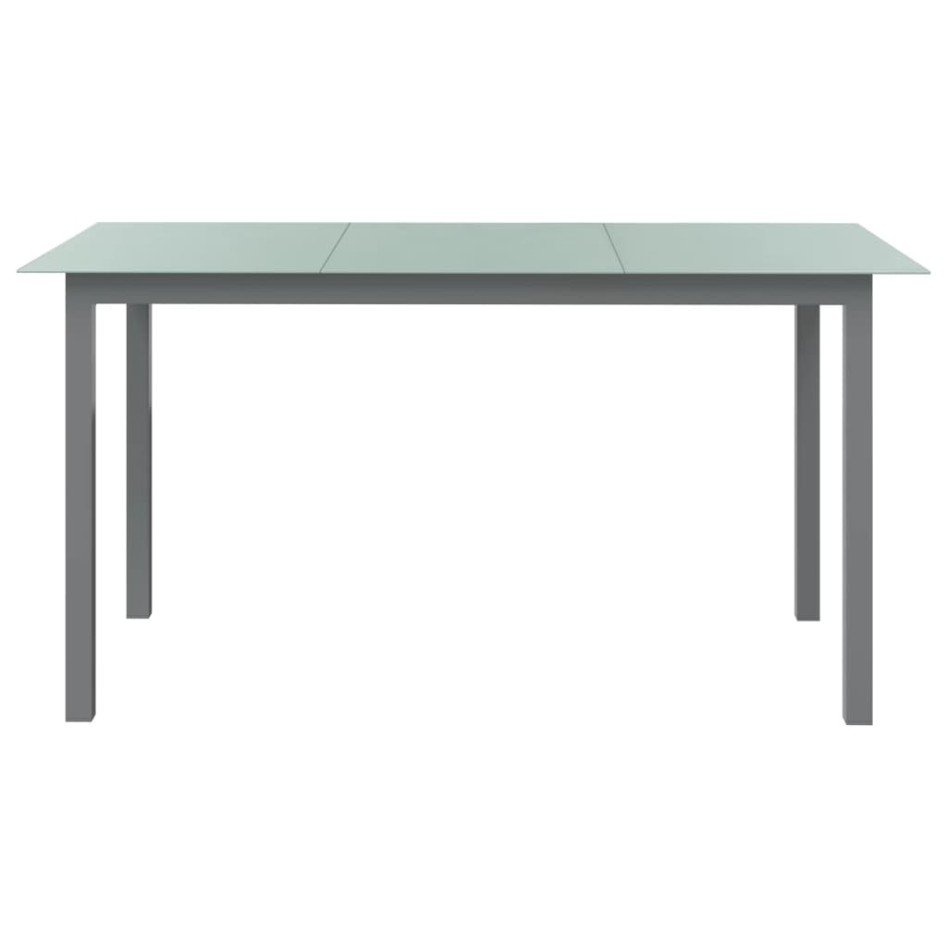 Mesa de jardín de aluminio y vidrio gris claro 150x90x74